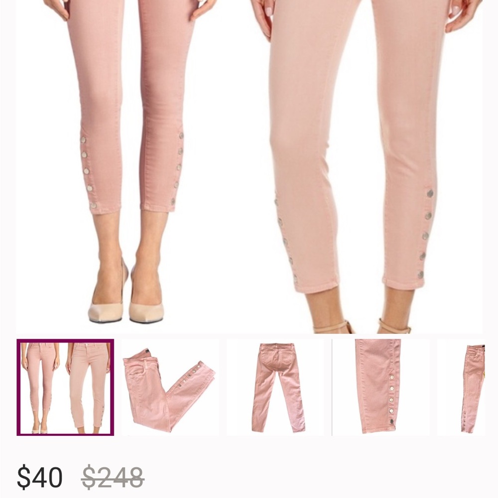 J Brand Pink Cropped Ankle Pants